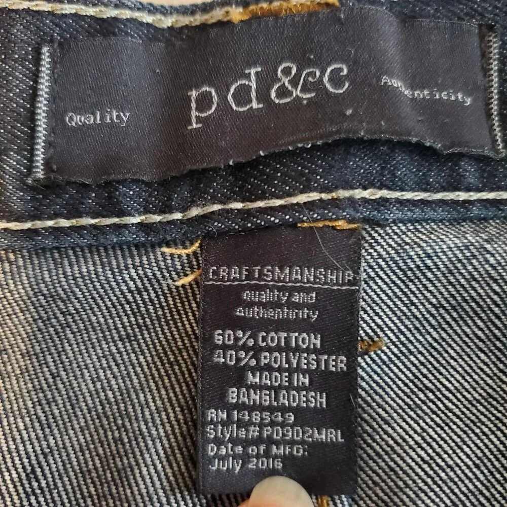 PD&C Men's Blue Jeans Slim Straight Distressed Dark Wash SZ 34